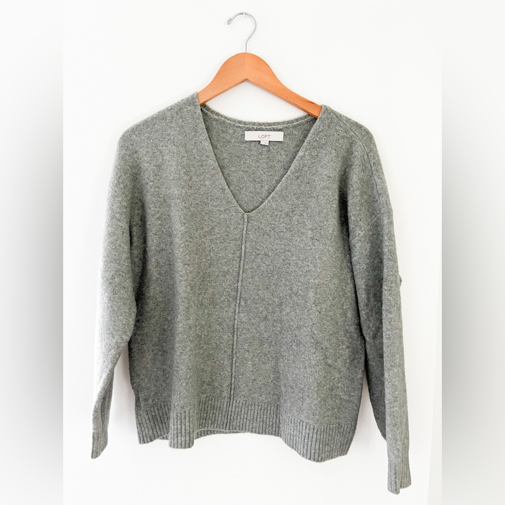 LOFT Sage Green V-Neck Sweater